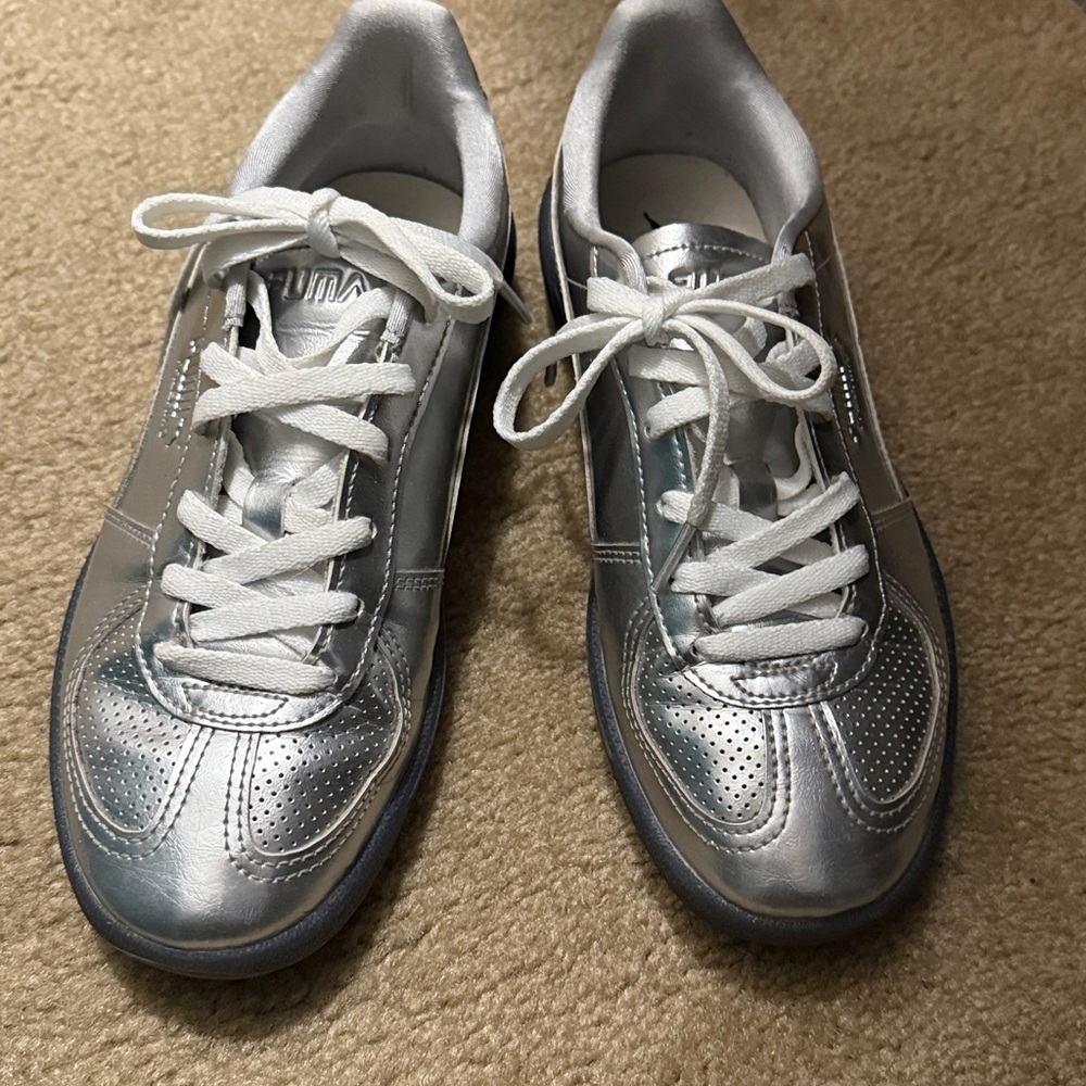 Puma Metallic Silver Sneakers with White Accents